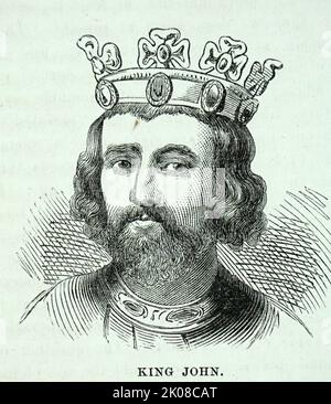 John (24 décembre 1166 - 19 octobre 1216) fut roi d'Angleterre de 1199 jusqu'à sa mort en 1216. Il a perdu le duché de Normandie et la plupart de ses autres terres françaises devant le roi Philippe II de France. La révolte baroniale à la fin du règne de Jean a conduit à la fermeture de la Magna Carta, un document considéré comme un pas précoce dans l'évolution de la constitution du Royaume-Uni Banque D'Images