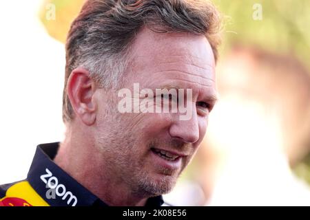 Christian Horner, principal de l'équipe Red Bull Racing lors des qualifications sur le circuit de Monza en Italie. Date de la photo: Samedi 10 septembre 2022. Banque D'Images