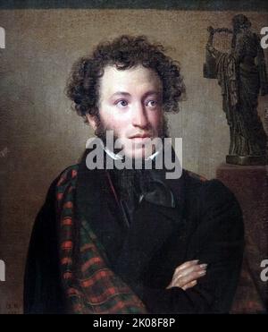 Portrait de A. S. Pushkin, 1827 par O. A. Kiprensky. Orest Adamovich Kiprensky (1782 -1836) était un important portraitiste russe à l'âge du romantisme. Alexander Sergueïevitch Pouchkine (1799 - 1837) était un poète, dramaturge et romancier russe de l'époque romantique Banque D'Images