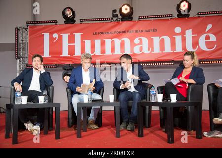 Julien Bayou, Fabien Roussel, Olivier Faure, Mathilde Panot pendant la tête de l'humanité 2022 à Plessis-Pate, Bretigny-sur-orge, France sur 10 septembre 2022. Photo de Nasser Berzane/ABACAPRESS.COM Banque D'Images