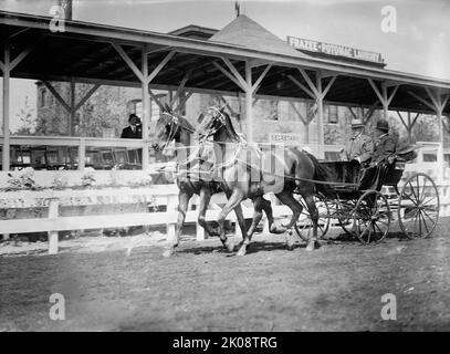 Spectacles équestres - équipe conduite par le général Nelson A. Miles, à gauche, avec P. V. Degraw, 1912. Banque D'Images