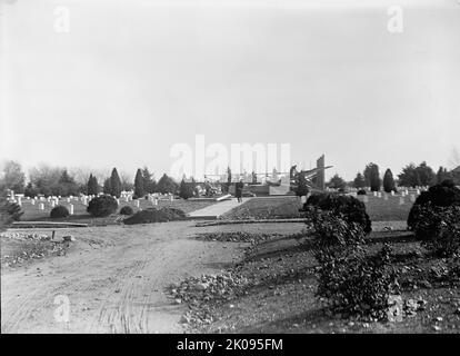 Monument confédéré, cimetière national d'Arlington - « Confederate Ground », avec les fondations du Monument, 1912. Cimetière militaire dans le comté d'Arlington, Virginie. Banque D'Images