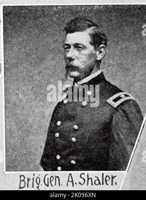 Général de brigade A. Shaler. Alexandre Shaler (19 mars 1827 - 28 décembre 1911) était un général de l'armée de l'Union pendant la guerre civile américaine. Il a reçu la plus haute décoration de l'armée américaine, la Médaille d'honneur, pour ses actions à la deuxième bataille de Fredericksburg. Banque D'Images