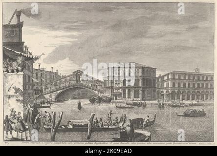 Planche 9 : le pont et le marché du Rialto, Venise, de 'vues de Venise' (Magnificatiores Selectioresque Urbis Venetiarum Prospectus), 1741. Banque D'Images