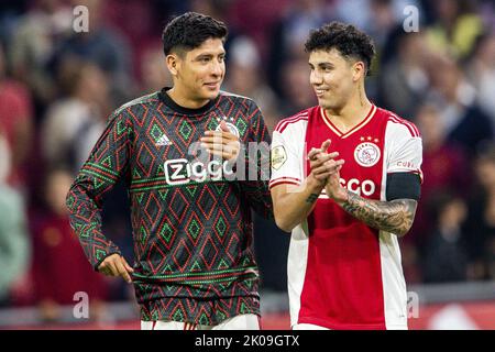 AMSTERDAM - (lr) Edson Alvarez d'Ajax, Jorge Sanchez ou Ajax lors du match hollandais entre Ajax Amsterdam et sc Heerenveen à l'arène Johan Cruijff sur 10 septembre 2022 à Amsterdam, pays-Bas. ANP OLAF KRAAK Banque D'Images