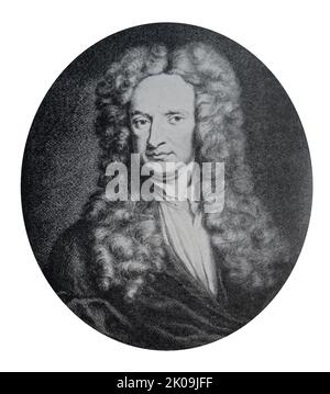 Sir Isaac Newton PRS (25 décembre 1642 - 20 mars 1726) était un mathématicien, physicien, astronome, théologien et auteur anglais largement reconnu comme l'un des plus grands mathématiciens, physiciens et scientifiques les plus influents de tous les temps. Banque D'Images