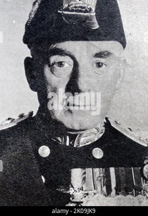 Amiral de la flotte Sir Alfred Dudley Pickman Rogers Pound, GCB, OM, GCVO (29 août 1877 - 21 octobre 1943) était un officier supérieur britannique de la Marine royale. Il a servi pendant la première Guerre mondiale comme commandant de cuirassé, prenant part à la bataille de Jutland. Il a servi comme premier Seigneur des mers pendant les quatre premières années de la Seconde Guerre mondiale. Dans ce rôle, sa plus grande réalisation a été sa campagne réussie contre les U-boats allemands et la victoire de la bataille de l'Atlantique, mais son jugement a été remis en question sur l'échec de la campagne norvégienne en 1940, et son licenciement de l'amiral Dudley Nord en 1 Banque D'Images