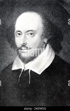 William Shakespeare (1564 - 1616) dramaturge, poète et acteur anglais, largement considéré comme le plus grand écrivain de langue anglaise et le plus grand dramaturge du monde. Il est souvent appelé le poète national d'Angleterre et le « Bard d'Avon » (ou simplement le « Bard »). Banque D'Images