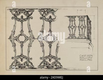 Fer à repasser, balustrade, ch. 1936. Banque D'Images