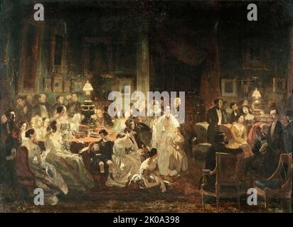 Le salon de M. Irisson, le soir du 19 ao&#xfb;t 1839, c1844. Banque D'Images