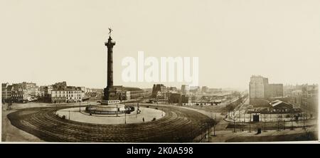 Panorama de la place de la Bastille, 4th, 11th et 12th arrondissements, Paris. Banque D'Images