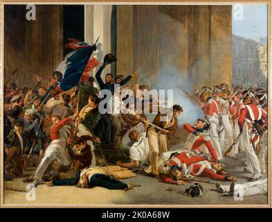 Capture du Louvre, 29 juillet 1830; massacre des gardes suisses, c1832. Banque D'Images