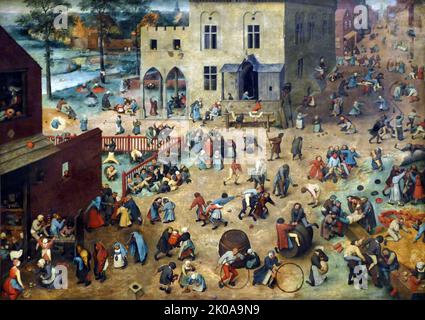 Jeux pour enfants, 1560, par Jan Brueghel, c1597, par Jan Brueghel (1568 - 1625), peintre et dessinateur flamand. Il était le fils de l'éminent peintre de la Renaissance flamande Pieter Bruegel l'ancien. Un ami proche et collaborateur fréquent avec Peter Paul Rubens Banque D'Images