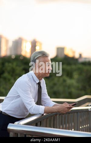 Confiant Chinese businessman looking at view Banque D'Images