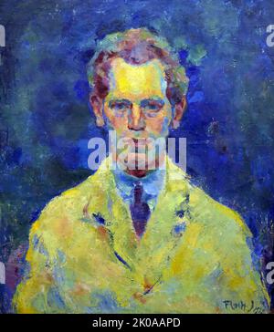 Autoportrait, 1922, par Josef Floch (1894 -1977), peintre américain d'origine autrichienne. Josef Floch a étudié de 1913 à 1918 avec Rudolf Bacher , Franz Rumpler et Hans Tichy à l' Académie des Beaux-Arts de Vienne . Des voyages d'études l'ont conduit en Egypte et en Palestine , mais aussi aux pays-Bas , où il a étudié les travaux de Rembrandt et Vermeer . De 1922 à 1938, Floch a été membre de la Hagenbund et a participé à ses expositions. Banque D'Images