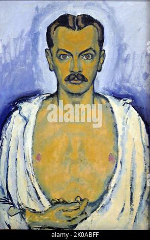 Koloman Moser. Autoportrait, 1916. Koloman Moser (30 mars 1868 - 18 octobre 1918) est un artiste autrichien qui a exercé une influence considérable sur l'art graphique du 20th siècle. Il est l'un des plus grands artistes du mouvement de la sécession de Vienne et cofondateur de Wiener Werkstatte Banque D'Images