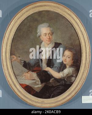 Portrait de Nicolas Ledoux (1736-1806), architecte, avec sa fille Adelaide, c1775 &#x2014; 1779. Banque D'Images