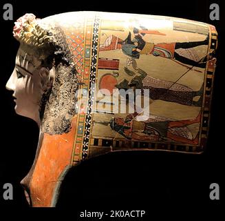 Masque de momie d'un cercueil à Asyut, Egypte. Période romaine, 1st siècle après J.-C. Banque D'Images