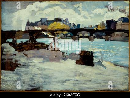 Pont des Arts et la pointe de l'ile de la Cité, c1880. Banque D'Images