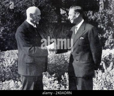 Roi George VI d'Angleterre avec le premier ministre Jan Smuts en Afrique du Sud, 1947 Banque D'Images