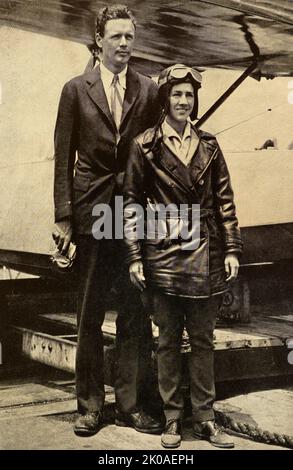 Charles et Anne Morrow Lindbergh. 1931. Charles Augustus Lindbergh (1902 - 1974) était un aviateur, officier militaire, auteur, inventeur et activiste américain Banque D'Images