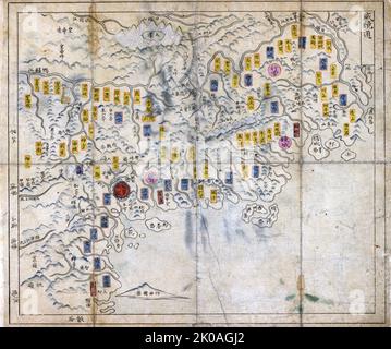 Choson, carte de l'ère Joseon Corée. Vers 1750 - 1800 Banque D'Images