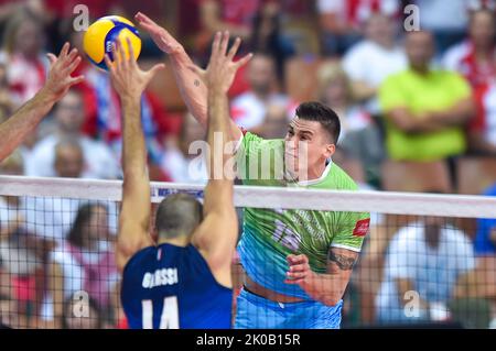 Katowice, Pologne. 10th septembre 2022. Cebulj Klemen lors du championnat du monde 2022 de la FIVB entre la Slovénie et l'Italie sur 10 septembre 2022 à Katowice, Pologne. (Photo de PressFocus/Sipa USA)France OUT, Pologne OUT Credit: SIPA USA/Alay Live News Banque D'Images