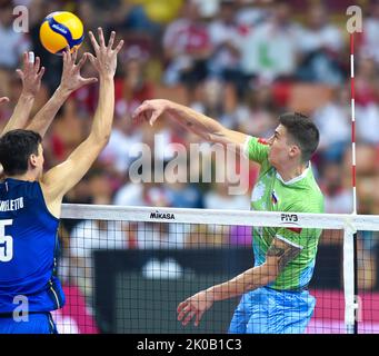 Katowice, Pologne. 10th septembre 2022. Cebulj Klemen lors du championnat du monde 2022 de la FIVB entre la Slovénie et l'Italie sur 10 septembre 2022 à Katowice, Pologne. (Photo de PressFocus/Sipa USA)France OUT, Pologne OUT Credit: SIPA USA/Alay Live News Banque D'Images