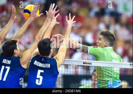 Katowice, Pologne. 10th septembre 2022. Cebulj Klemen lors du championnat du monde 2022 de la FIVB entre la Slovénie et l'Italie sur 10 septembre 2022 à Katowice, Pologne. (Photo de PressFocus/Sipa USA)France OUT, Pologne OUT Credit: SIPA USA/Alay Live News Banque D'Images