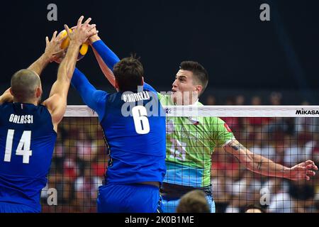 Katowice, Pologne. 10th septembre 2022. Cebulj Klemen lors du championnat du monde 2022 de la FIVB entre la Slovénie et l'Italie sur 10 septembre 2022 à Katowice, Pologne. (Photo de PressFocus/Sipa USA)France OUT, Pologne OUT Credit: SIPA USA/Alay Live News Banque D'Images