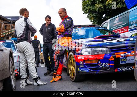 JEAN-JOSEPH Simon, PIVATO Patrick, Subaru Impreza 555, portrait au cours du Rallye du Mont-blanc Morzine 2022, 6th tour du Championnat de France des Rallyes 2022, de 8 septembre à 10 à Morzine, France - photo Damien Saulnier / DPPI Banque D'Images