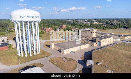 Tour d'eau de Flint, usine d'eau de Flint, Flint, Michigan, États-Unis Banque D'Images