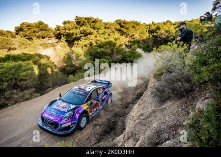 19 LOEB Sebastien (fra), GALMICHE Isabelle (fra), M-Sport Ford World Rally Team, Ford Puma Rally 1, action pendant le rallye Acropolis Grèce 2022, 10th tour du Championnat du monde de voitures de rallye WRC 2022, de 8 septembre à 11, 2022 à Lamia, Grèce - photo: Nikos Katikis/DPPI/LiveMedia Banque D'Images