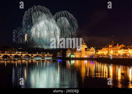 Prague's New Year's Day Firework Stock Photo