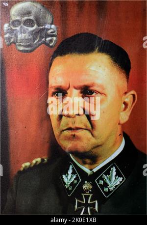 Theodor Eicke (1892 - 1943), fonctionnaire allemand SS pendant l'ère nazie. Il a été l'un des principaux acteurs du développement des camps de concentration nazis pendant l'Holocauste. Eicke a servi comme deuxième commandant du camp de concentration de Dachau de juin 1933 à juillet 1934, et a été l'un des bourreaux du chef de sa Ernst Rohm pendant la nuit de la purge de long Knives. Banque D'Images