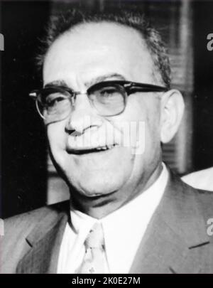 Vito Genovese (1897 - 1969) Mobster américain d'origine italienne qui opérait principalement aux États-Unis. Les Genovese se sont levés au pouvoir pendant la prohibition en tant qu'indulgent dans la mafia américaine. En 1957, Genovese vifia pour le titre de patron des patrons en ordonnant le meurtre d'Albert Anastasia. Genovese est mort en prison sur 14 février 1969. Banque D'Images