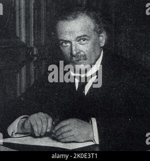 David Lloyd George, (1863 - 26 mars 1945) homme d'État gallois et homme politique du Parti libéral qui a été Premier ministre du Royaume-Uni de 1916 à 1922. Il a été le dernier libéral à occuper le poste de premier ministre et a occupé le poste pendant les deux dernières années de la première Guerre mondiale, dirigeant la délégation britannique à la Conférence de paix de Paris en 1919. Banque D'Images