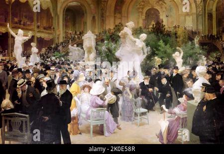 Vendredi au salon des artistes français par Jules-Alexandre Grun (1868 - 1938) peintre post-impressionniste français, poster et illustrateur. 1911. Banque D'Images