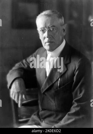 Thomas Woodrow Wilson (28 décembre 1856 - 3 février 1924) était un homme politique et universitaire américain qui a été président des États-Unis en 28th de 1913 à 1921. Banque D'Images