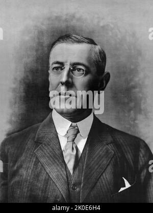 Thomas Woodrow Wilson (28 décembre 1856 - 3 février 1924) était un homme politique et universitaire américain qui a été président des États-Unis en 28th de 1913 à 1921. Banque D'Images