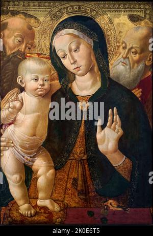 Madonna et l'enfant avec deux saints ermite par Bernardino Fungai, Italien, Sienese, (1460 - 1516). Tempera sur panneau début 1480s. Banque D'Images