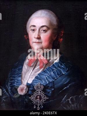 Portrait de la Dame en attente A. M. Izmaylova par l'artiste russe impérial Aleksey Antropov (1716 - 1795). Portrait baroque, huile sur toile 1759. Banque D'Images