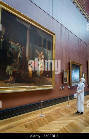 Serment de l'Horatii; par Jacques-Louis David; 1784; huile sur toile; hauteur: 330 cm, Largeur: 425 cm, Musée du Louvre, le musée le plus visité au monde, et un Banque D'Images