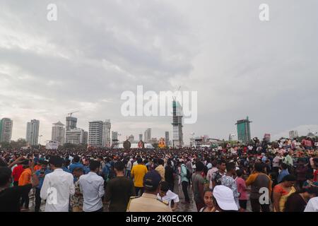 Ganapati Visarjan procession Lalbaug. Des milliers de dévotés ont mis adieu à Lord Ganesha à Mumbai. Banque D'Images