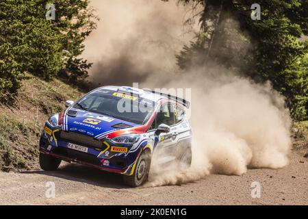 58 PAJARI Sami (fin), MALKONEN Enni (fin), Ford Fiesta Rally3, action pendant le rallye Acropolis Grèce 2022, 10th tour du Championnat mondial de voitures de rallye 2022 de la CMR, de 8 septembre au 11, 2022 à Lamia, Grèce - photo: Nikos Katikis/DPPI/LiveMedia Banque D'Images