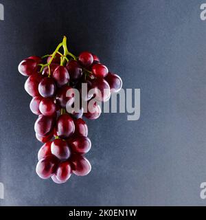Bouquet brillant de raisins mûrs rétroéclairés sur fond noir texturé Banque D'Images