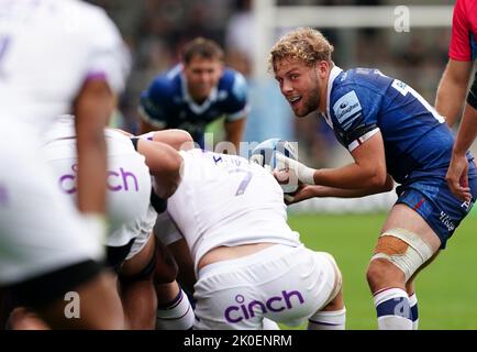 Solde Gus Warr de Sharks pendant le match de Premiership de Gallagher au stade AJ Bell, sale. Date de la photo: Dimanche 11 septembre 2022. Banque D'Images