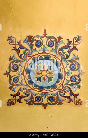 Gros plan du modèle ottoman géométrique depuis le plafond de la basilique Sainte-Sophie, Istanbul, Turquie Banque D'Images