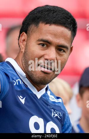 Eccles, Royaume-Uni. 20th mai 2016. Sale Sharks Manu Tuilagi après le match de Premiership Gallagher sale Sharks vs Northampton Saints au stade AJ Bell, Eccles, Royaume-Uni, 11th septembre 2022 (photo de Steve Flynn/News Images) à Eccles, Royaume-Uni, le 5/20/2016. (Photo de Steve Flynn/News Images/Sipa USA) crédit: SIPA USA/Alay Live News Banque D'Images