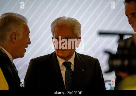 Monza, Italie, 11th septembre 2022, Sergio Mattarella participant à la course, ronde 16 du championnat de Formule 1 2022. Crédit : Michael Potts/Alay Live News Banque D'Images
